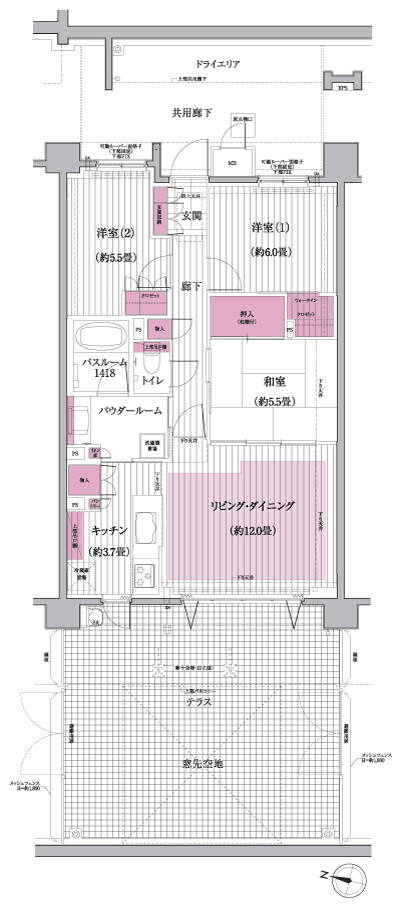Floor: 3LDK + walk-in closet, the area occupied: 75.5 sq m