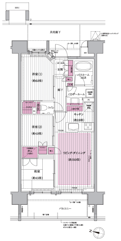 Floor: 3LDK + walk-in closet, the occupied area: 60.65 sq m