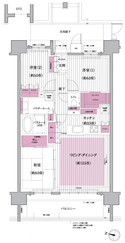 Floor: 3LDK + walk-in closet, the area occupied: 75.1 sq m