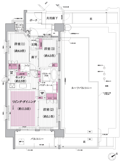 Floor: 3LDK, occupied area: 65.24 sq m