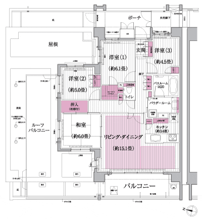Floor: 4LDK + walk-in closet, the area occupied: 92.1 sq m