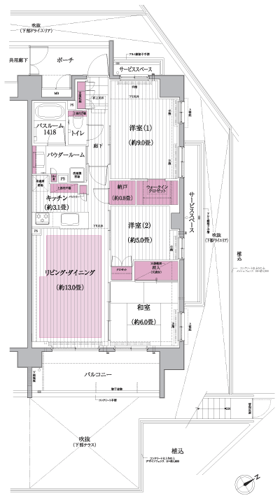 Floor: 3LDK + storeroom + walk-in closet, the occupied area: 78.57 sq m