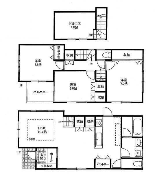 Floor plan. 71,300,000 yen, 3LDK, Land area 122.32 sq m , Building area 94.4 sq m