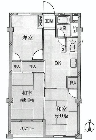 Floor plan. 3DK, Price 19,800,000 yen, Occupied area 47.68 sq m , Balcony area 2.9 sq m