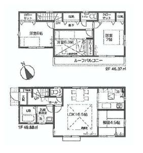 Floor plan. (5 Building), Price 56,800,000 yen, 4LDK, Land area 100.01 sq m , Building area 96.05 sq m