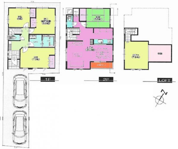 Compartment figure. 61,800,000 yen, 4LDK, Land area 109.94 sq m , Building area 99.92 sq m
