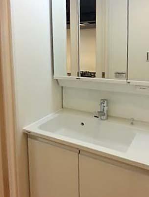 Wash basin, toilet. Washroom