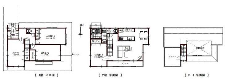 Floor plan. (B Building), Price 59,800,000 yen, 4LDK, Land area 113.95 sq m , Building area 104.48 sq m