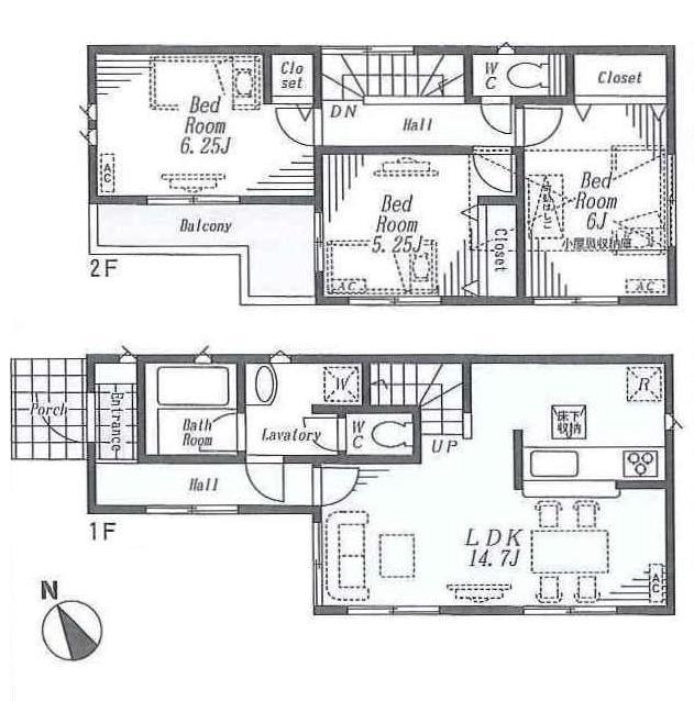 Floor plan. 52,800,000 yen, 3LDK, Land area 79.95 sq m , Building area 77.75 sq m