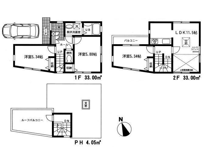 Floor plan. Price 42,800,000 yen, 3LDK, Land area 59.32 sq m , Building area 70.05 sq m