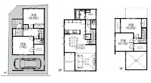 Building plan example (floor plan). Building plan example (A section) 4LDK, Land price 59,050,000 yen, Land area 77.22 sq m , Building price 15 million yen, Building area 112.78 sq m