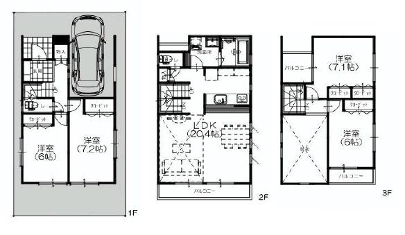 Building plan example (floor plan). Building plan example (B compartment) 4LDK, Land price 56,050,000 yen, Land area 77.23 sq m , Building price 15 million yen, Building area 106.51 sq m