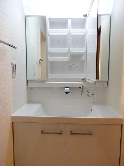 Wash basin, toilet. Washroom