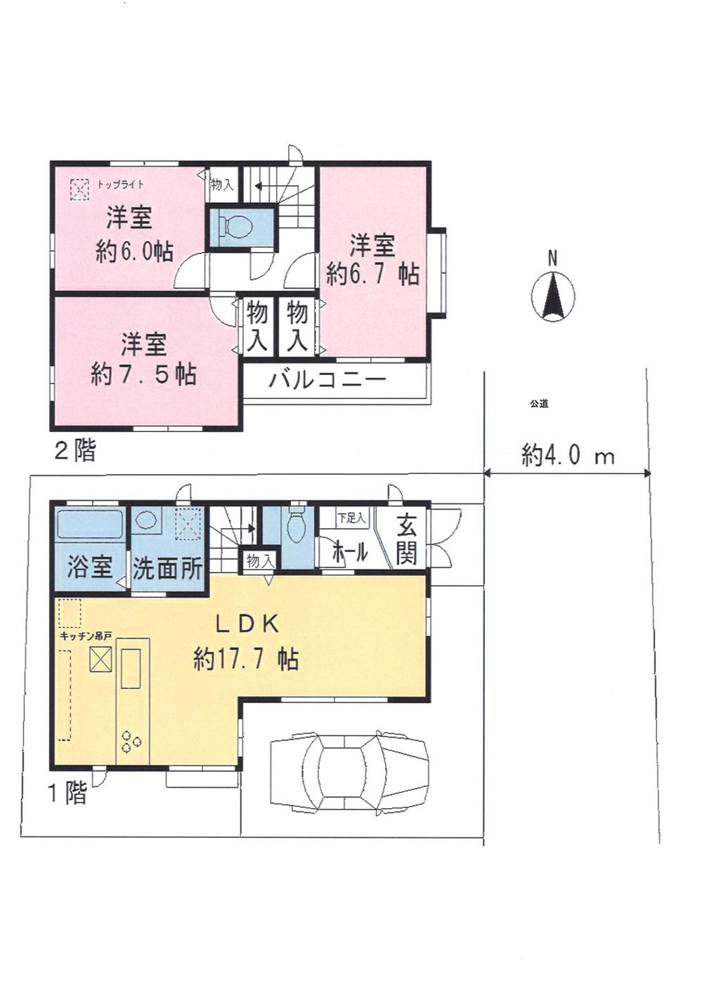 Floor plan. (1 Building), Price 52,800,000 yen, 3LDK, Land area 82.41 sq m , Building area 86.94 sq m
