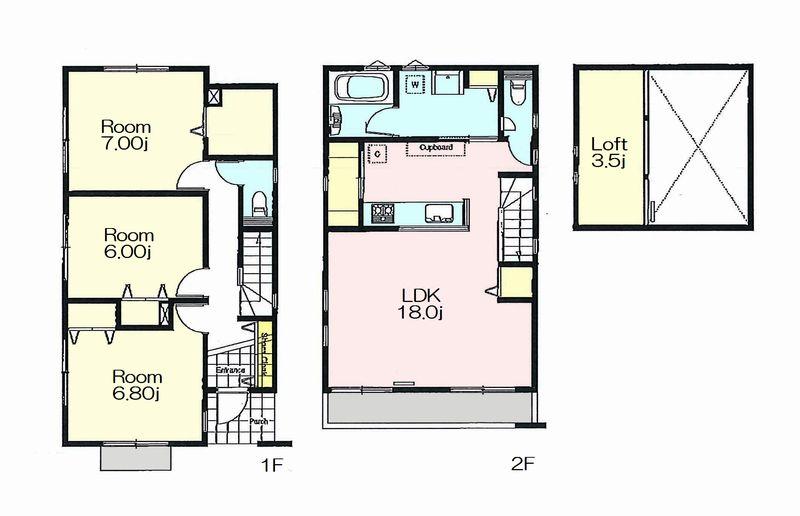 Floor plan. 59,800,000 yen, 3LDK, Land area 118.79 sq m , Building area 93.56 sq m