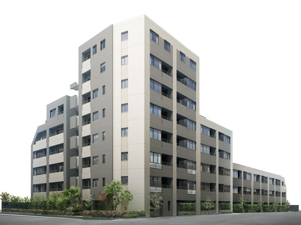 Shared facilities.  [Exterior - Rendering] While penetration in the mansion district of quaint, In order to become a building to become a flagship of the land, And a little soft white, such as pottery, With a contrast in two colors of soft gray close to black, It expressed the sharpness with gentle colors. Appearance shine in green, It has produced a presence that becomes the symbol of A New mansion Street. Put out to make precisely because the land, And style, Refined aesthetics is here.