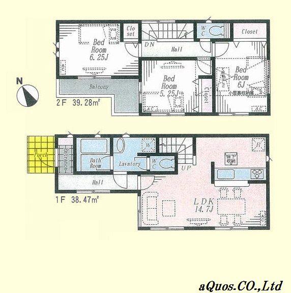 Floor plan. 52,800,000 yen, 3LDK, Land area 79.95 sq m , Building area 77.75 sq m