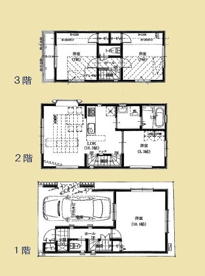 Floor plan. (B Building), Price 46,800,000 yen, 4LDK, Land area 54.08 sq m , Building area 95.1 sq m