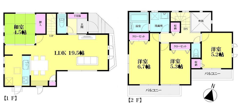 Floor plan. 65,800,000 yen, 4LDK, Land area 85.05 sq m , Building area 94.81 sq m E Building