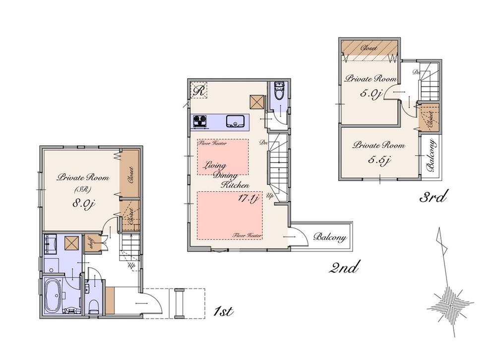 Floor plan. (C Building), Price 57,900,000 yen, 2LDK+S, Land area 71.22 sq m , Building area 90.13 sq m