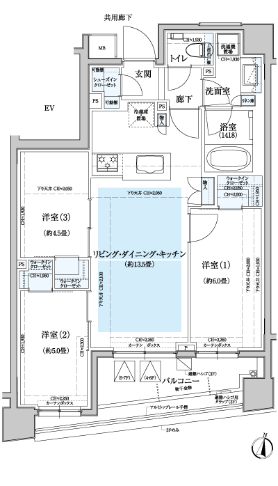 Floor: 3LDK + 3WIC + SIC, the occupied area: 65.07 sq m