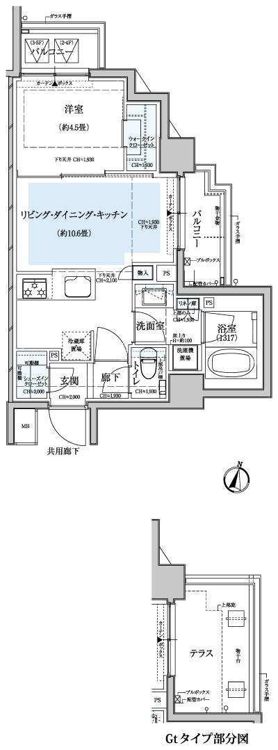 Floor: 1LDK + WIC + SIC, the occupied area: 40.45 sq m