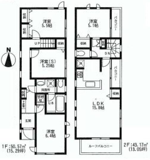 Floor plan. (C Building), Price 62,800,000 yen, 4LDK, Land area 103.84 sq m , Building area 93.74 sq m