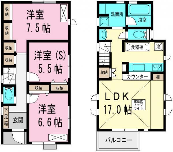 Floor plan. 60,800,000 yen, 2LDK+S, Land area 103.99 sq m , Building area 88.54 sq m