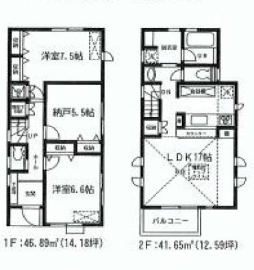 Floor plan. (A Building), Price 60,800,000 yen, 3LDK, Land area 103.91 sq m , Building area 88.54 sq m