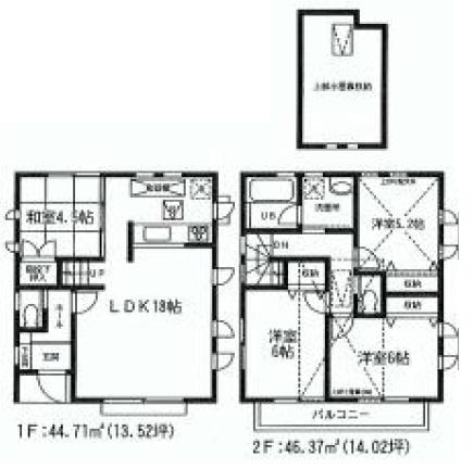Floor plan. (B Building), Price 67800000 yen, 4LDK, Land area 100.99 sq m , Building area 91.08 sq m