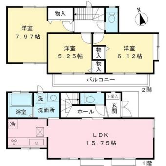 Floor plan. (E Building), Price 49,800,000 yen, 3LDK, Land area 102.04 sq m , Building area 80.73 sq m