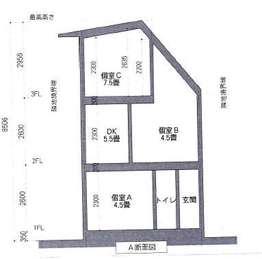 Other building plan example. Reference plan cross-sectional view