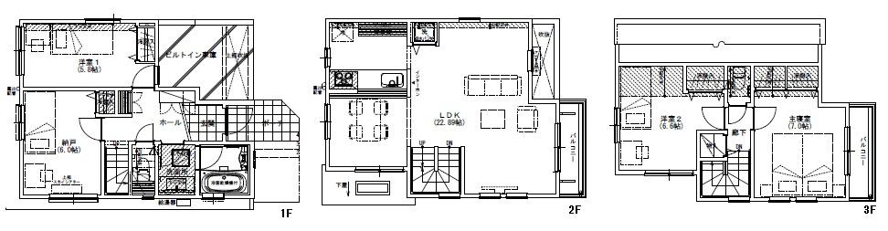 Floor plan. (B Building), Price 64,800,000 yen, 4LDK, Land area 72.25 sq m , Building area 108.68 sq m