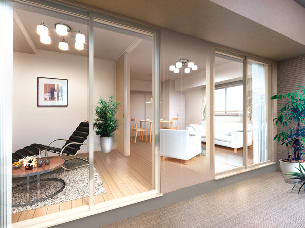 Room and equipment. Western-style room adjacent to the LD is partition in the sliding door, Can also be used in a separate be integrated, It was a flexible space. In opening and closing one of the door, Also a large living the home party is open, It can also be used as a hobby room or study. To meet the diverse lifestyle.  ※ A type (sale already) Indoor Rendering