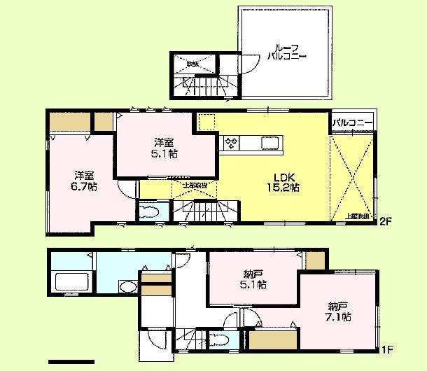 Floor plan. 47,800,000 yen, 2LDK + 2S (storeroom), Land area 83.55 sq m , Building area 100.48 sq m