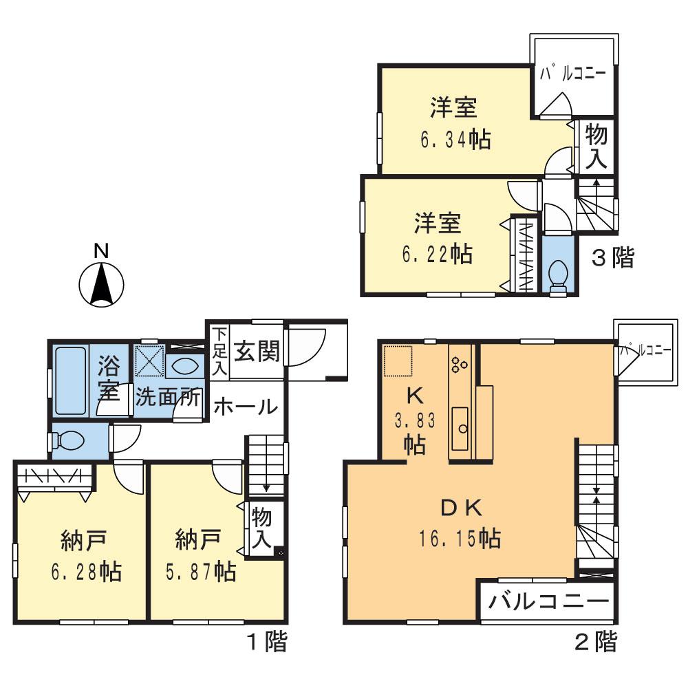 Floor plan. (C Building), Price 63,800,000 yen, 2LDK+2S, Land area 78.93 sq m , Building area 102.77 sq m