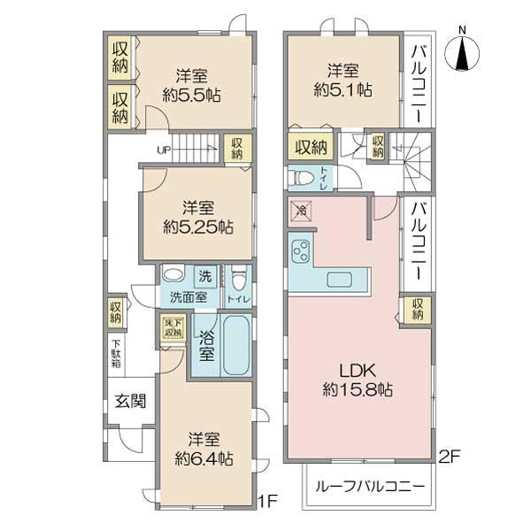 Floor plan. 62,800,000 yen, 4LDK, Land area 103.84 sq m , Building area 93.74 sq m