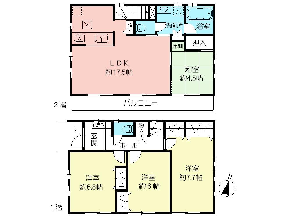 Floor plan. (G Building), Price 78,800,000 yen, 4LDK, Land area 100.01 sq m , Building area 97.7 sq m