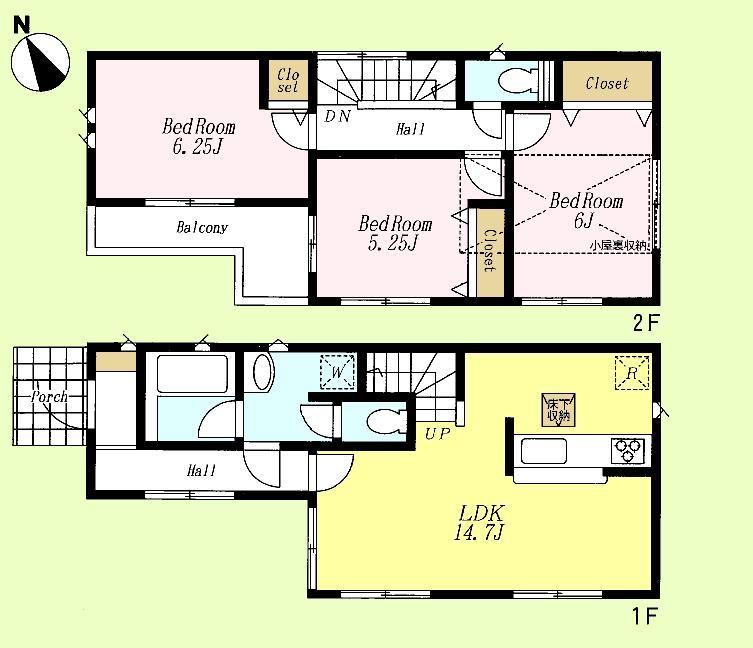 Floor plan. 52,800,000 yen, 3LDK, Land area 79.95 sq m , Building area 77.75 sq m