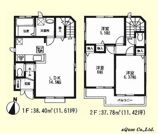 Floor plan. 51,800,000 yen, 3LDK, Land area 96.1 sq m , Building area 76.18 sq m