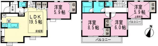 Floor plan. 67,800,000 yen, 4LDK, Land area 109.91 sq m , Building area 103.25 sq m