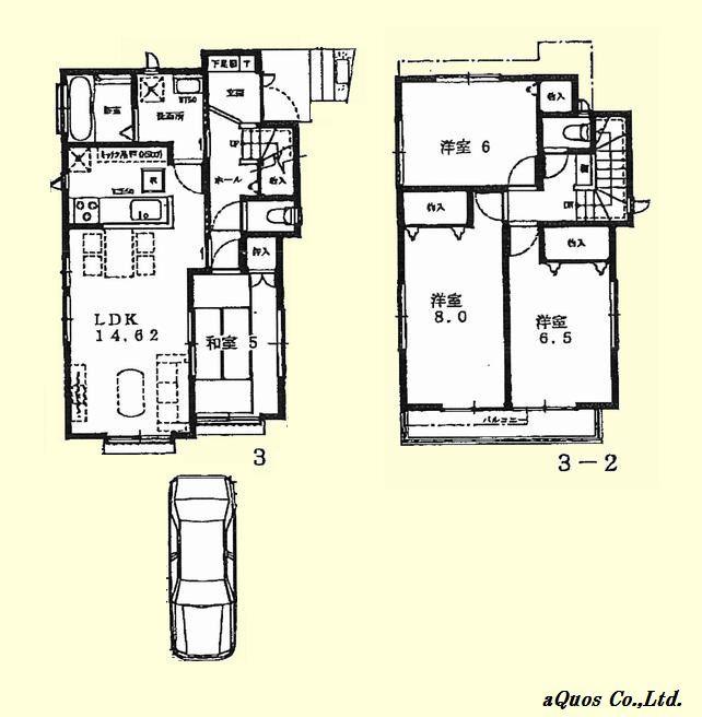 Floor plan. (3 Building), Price 69,800,000 yen, 4LDK, Land area 106.61 sq m , Building area 95.02 sq m