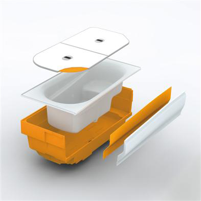 Bathing-wash room.  [Thermos bathtub] The periphery of the tub was tightly covered with a heat-insulating material. Also excellent thermal effect due to adiabatic bath lid. Put to immediately warm bath even coming home late. (Conceptual diagram)