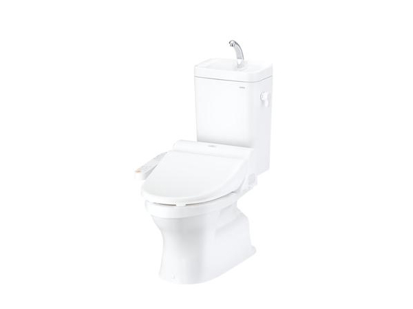 Bathing-wash room.  [Washlet one-piece toilet] I went to the bowl surface "flashing" there is no, New features "Sugofuchi" adoption of the toilet bowl. Furthermore, Firm water-saving. Wash water is 6L in large washing / Since the times, Half compared to the company's conventional product you need the following water.  ※ Trial calculation conditions: the company compared with the conventional products. Family four people (two men, 2 women) large once / Day ・ Man, Small 3 times / Day ・ Man