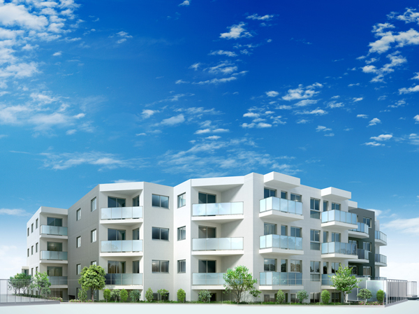 Buildings and facilities. It was white and gray tones, Along with the bright chic color ring is supple to match the surrounding environment, It argues the presence of a certain elegance. further, Produce a rich facial expressions configured outer wall surface is rich in change the entire appearance in a delicate uneven surface. The aesthetic no fade forever, It's here. (Northeast Exterior view)