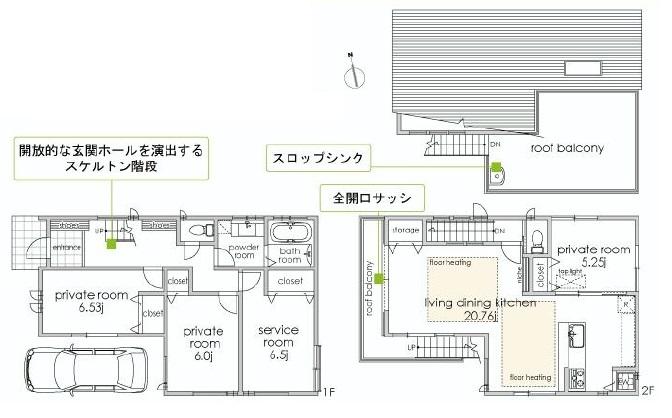 Floor plan. 57,800,000 yen, 4LDK, Land area 94.75 sq m , Building area 103.85 sq m