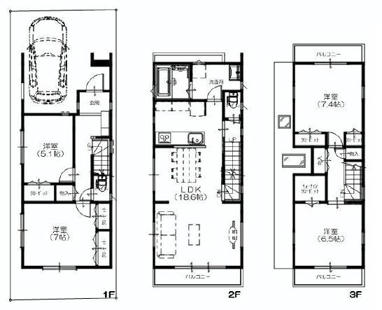 Floor plan. (A Building), Price 63,800,000 yen, 4LDK, Land area 72.15 sq m , Building area 108.02 sq m