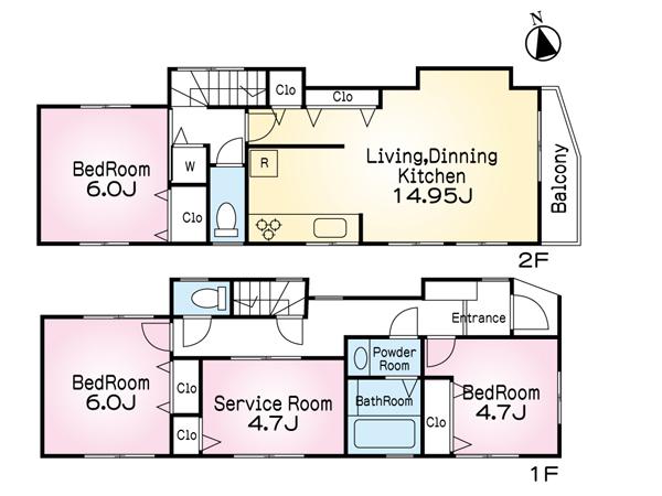 Floor plan. 47,800,000 yen, 3LDK + S (storeroom), Land area 76.61 sq m , Building area 89.13 sq m