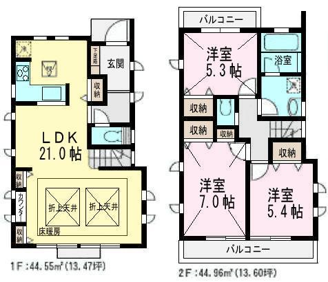 Floor plan. 65,300,000 yen, 3LDK, Land area 112.91 sq m , Building area 89.51 sq m