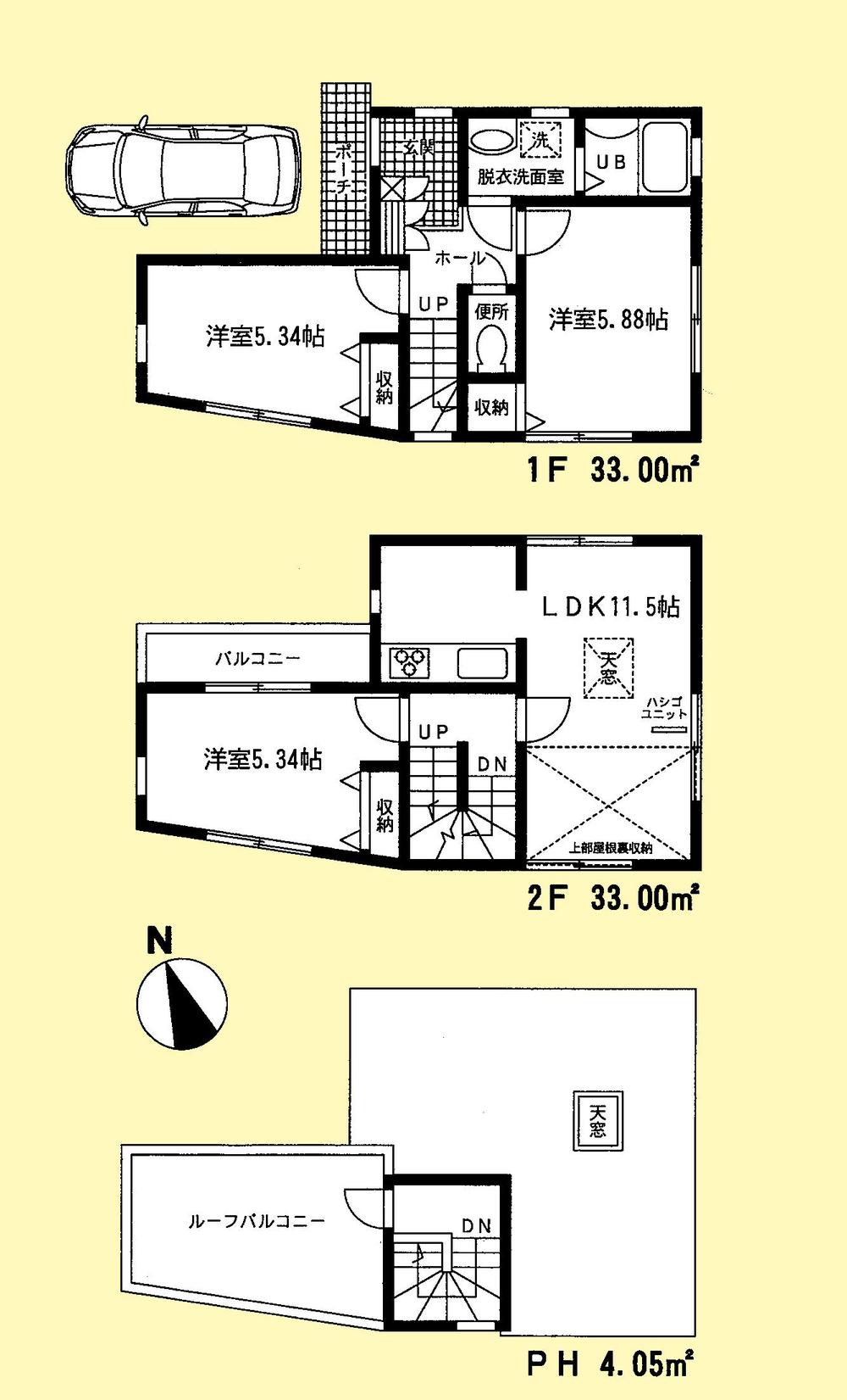 Floor plan. 42,800,000 yen, 3LDK, Land area 59.32 sq m , Building area 70.05 sq m